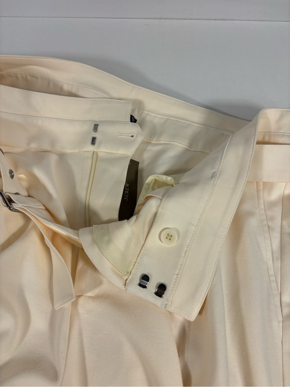 NWT J.Crew Ivory Belted Pleated Wide Leg Pants Size 18 - Picture 9 of 10